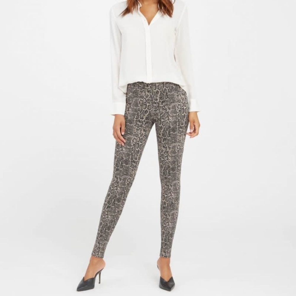 Spanx Snakeskin Taupe Jean-ish Leggings Pants Size XL